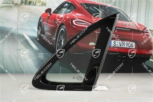 Seitenscheibe mit Zierleiste, Aluminium-Paket Schwarz, Waermeschutzglas grün im Fond, R