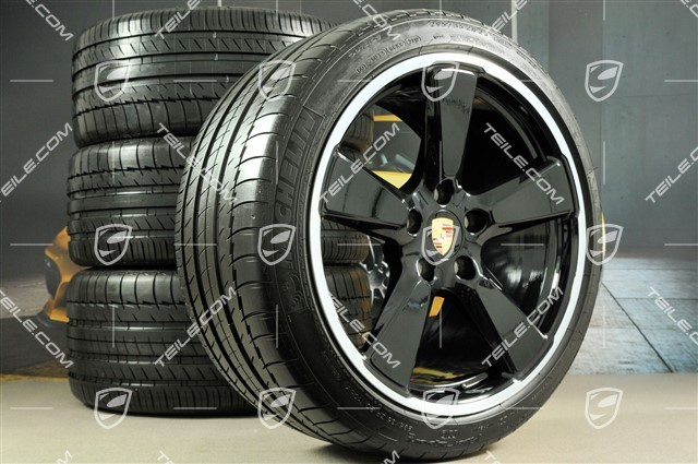20" Sport Classic summer wheels set, black glossy, rims 9,5J x 20 ET65 + 11,5 x 20 ET63 + NEW Michelin summer tyres 255/40 ZR20 + 295/35 ZR20, without TPM