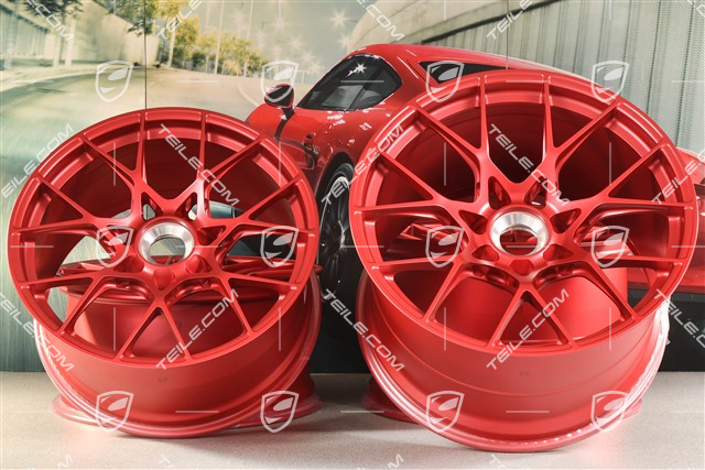 20"+21" GT3RS wheel rim set, alloy rims 10J x 20 ET45 + 13J x 21 ET31, Pyrored