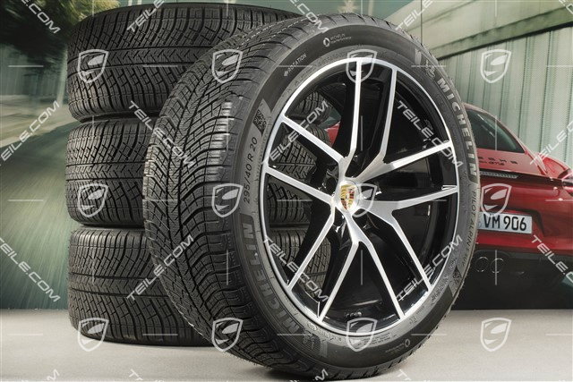 20-inch "Macan S" winter wheels set, rims 9J x 20 ET26 + 10J x 20 ET19 + NEW Michelin winter tyres 265/45 R 20 + 295/40 R 20, black high gloss, with TPMS