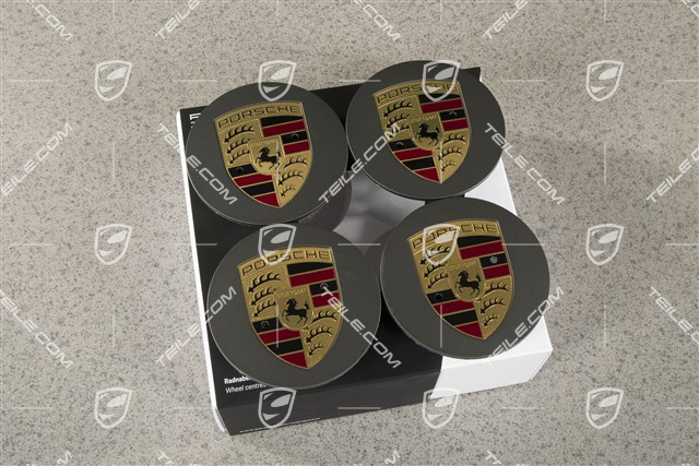 Radzierdeckel Satz, Wappen farbig, für 20-Zoll Sport Classic Felgen, konvex, Platinum Seidenglanz