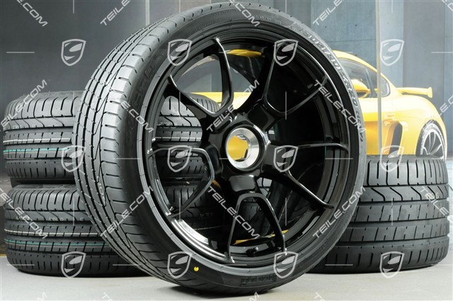 20" summer wheels set 911 Turbo S Exclusive Design, rims 11,5J x 20 ET56 + 9J x 20 ET51 + NEW summer tyres 305/30 ZR20 + 245/35 ZR20, Black high-gloss