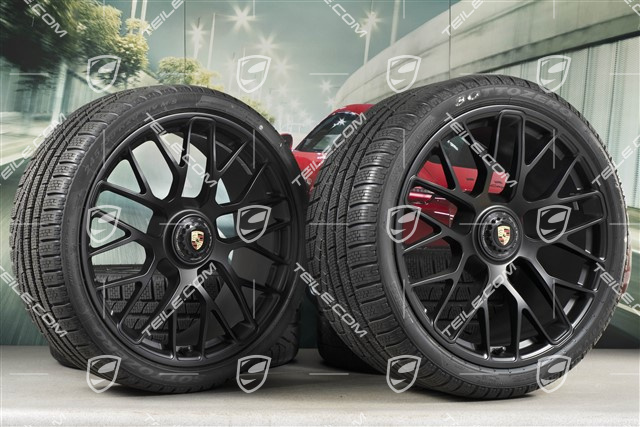 20" Turbo S central locking winter wheel set for Carrera GTS, wheels 8,5J x 20 ET51 + 11J x 20 ET52 + Pirelli Sottozero II winter wheels 245/35 R20+295/30 R20, black (semigloss), with TPMS