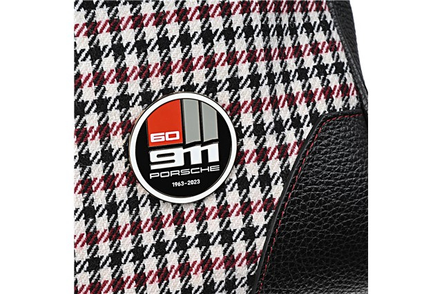 "60Y 911" Touring Bag 911 "60 Years of 911", in a houndstooth pattern black/red, anniversary badge 50/30/28 cm