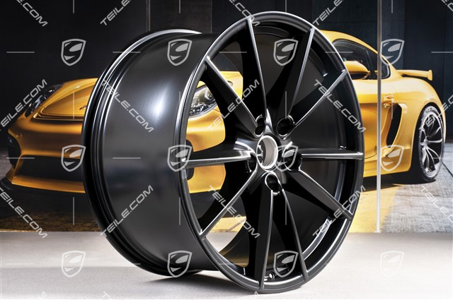 20+21-inch wheel rim set Carrera S, rims: front 8,5Jx20 ET53+ rear 11J x 21 ET66 in black satin-mat