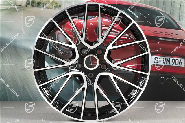 21-inch wheel rim set Cayenne RS Spyder, 11J x 21 ET58 + 9,5J x 21 ET46, black high gloss
