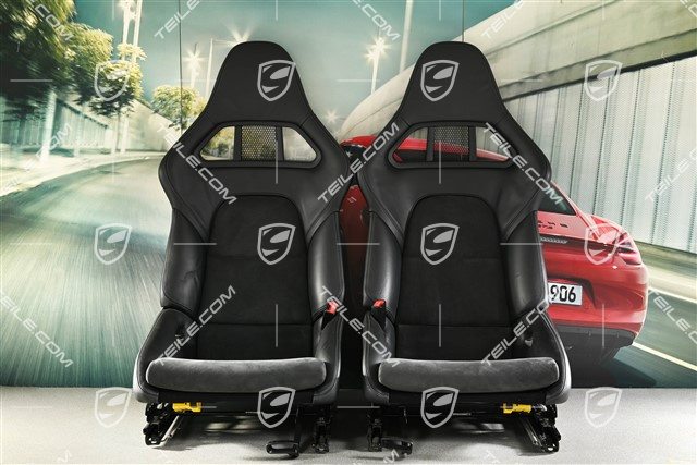 Sportschalensitze, klappbar, Leder/Alcantara, Schwarz, L+R