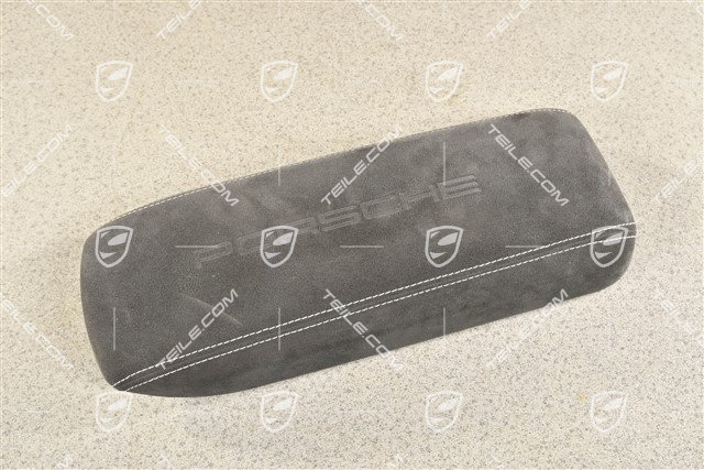 Armrest / tunnel, trim cover, Alcantara with embossed "PORSCHE" logo, Black