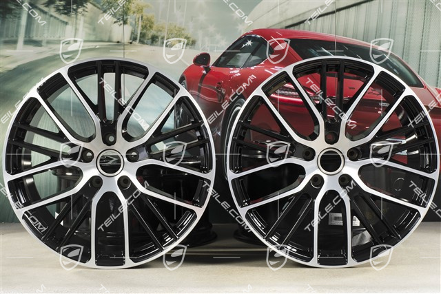 21-inch wheel rim set Panamera Exclusive Design Sport, 9,5J x 21 ET71 + 11,5J x 21 ET69, black high gloss