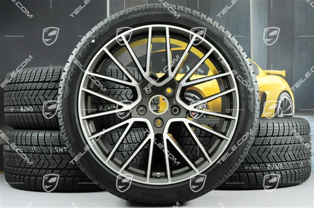 21-inch Cayenne COUPÉ RS Spyder winter wheel set, rims 9,5J x 21 ET46 + 11,0J x 21 ET49 + NEW Pirelli winter tyres275/40 R21 + 305/35 R21, with TPMS