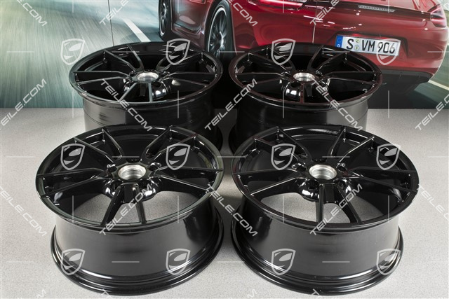 19+20" wheel rim set Carrera, rims: front 8,5J x 19 ET52 + rear 11J x 20 ET66, black high gloss