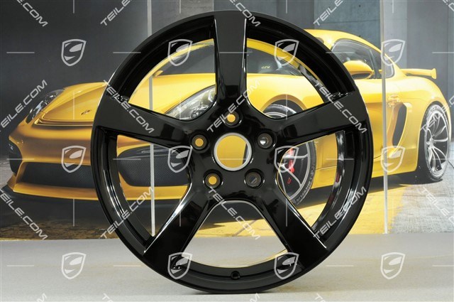 19" komplet felg Cayman S, 8J x 19 ET57 + 10J x 19 ET45, czarny wysoki połysk