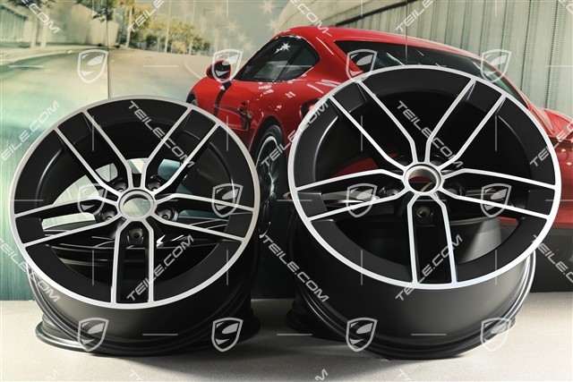20"+21" Carrera Exclusive Design Felgensatz, Felgen 8,5J x 20 ET50 + 11,5J x 21 ET79, schwarz seidenmatt