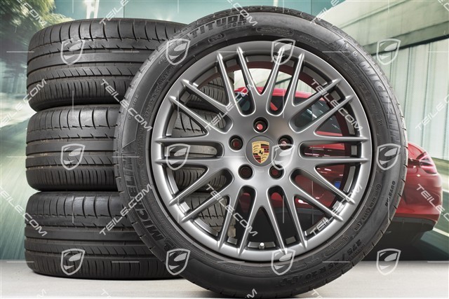 20" RS Spyder Design Sommerräder Satz, 4x Felgen 9,5J x 20 ET 47 + 4x Reifen 275/45 R 20 110Y XL, in Platinum (seidenglanz), mit RDK