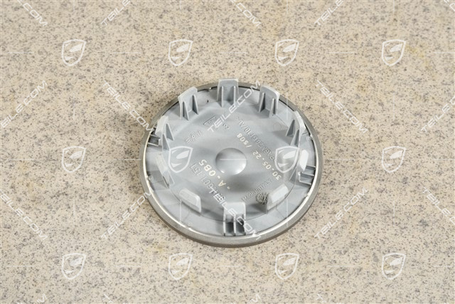 Wheel hub cap, crest coloured, Platinum satin matt/ Platinum satin matt outer ring