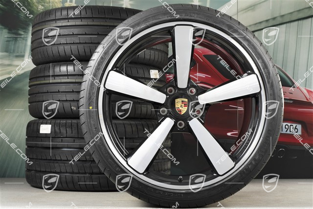 20+21-inch summer wheel set Exclusive Design, rims 8,5J x 20 ET50 + 11,5J x 21 ET67 + NEW Goodyear summer tyres 245/35 R20 + 305/30 R21, with TPM, black high gloss