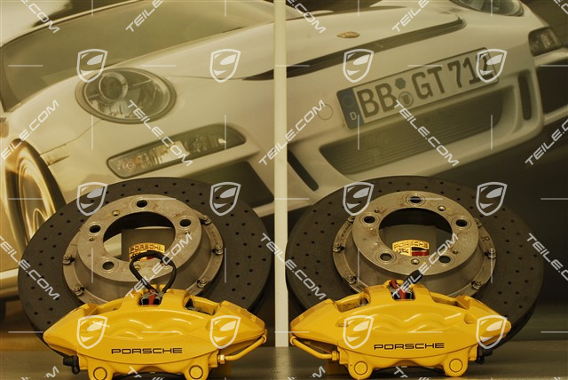 PCCB Ceramic brake kit, brake discs: 2x front + 2x rear, fixed callipers:2x front and 2x rear, pads, 997 S /4S