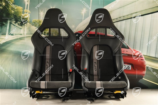 Sportschalensitze Satz, klappbar, Leder/Alcantara Schwarz, Naht in Silber, mit GT3 Schriftzug, Set, L+R