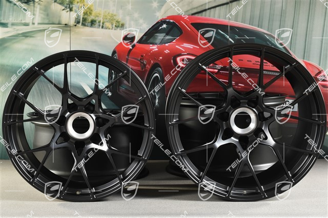 20"+21" GT3RS wheel rim set, alloy rims 10J x 20 ET45 + 13J x 21 ET31, black satin matt