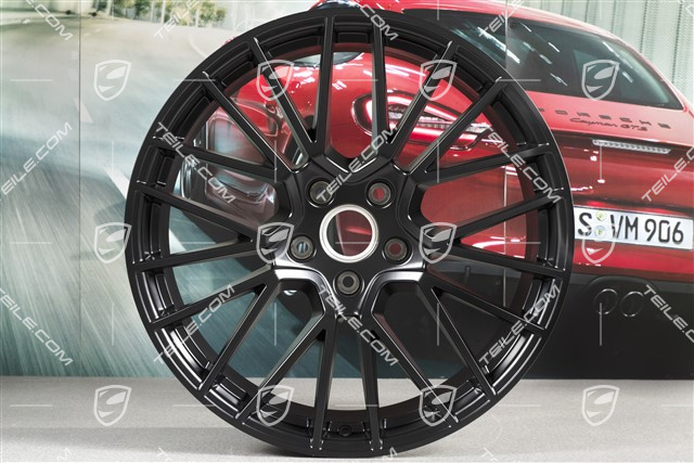 21-inch wheel rim set Cayenne RS Spyder, 11J x 21 ET49 + 9,5J x 21 ET46, for Cayenne Coupé, black satin matt