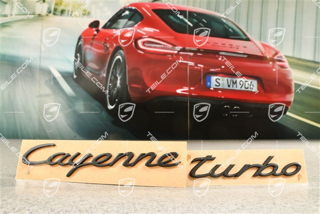 Coupe, Badge / Emblem Cayenne Turbo, Black matte