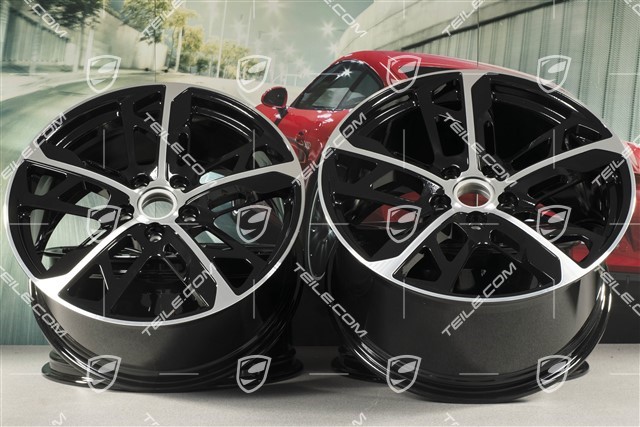 21" Wheel rim set Cross Turismo Design, 9,5J x 21 ET60 + 11,5J x 21 ET66, black high gloss + glossy Surface