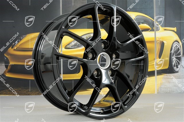 18-inch wheel rim set Cayman III, 8J x 18 ET57 + 9,5J x 18 ET49, black high gloss