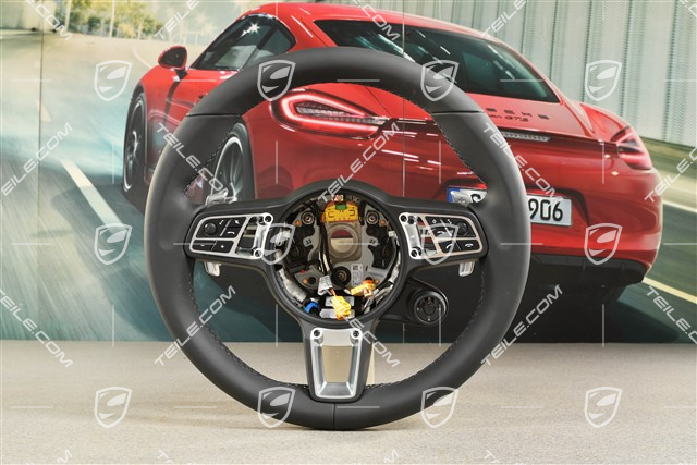 Multifunktionslenkrad, HOD,  3-Speichen, Beheizbar, Leder Schwarz / Sport Chrono Paket Plus