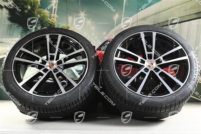 22" Winterräder Sport Design, Felgen 10J x 22 ET48 +11,5J x 22 ET52 + Continental Winterreifen 285/40 R22 + 315/35 R22, in Schwarz Hochglanz