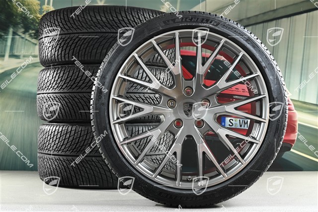 21-inch Panamera Exclusive Design Winter wheel set, wheel rims 9,5J x 21 ET71 + 10,5J x 21 ET71 + Michelin winter tyres 275/35 R21 + 315/30 R21, Platin Silver