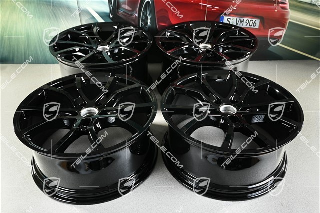 21-inch wheel rim set Cayenne Exclusive Design, 11J x 21 ET49 + 9,5J x 21 ET46, for Cayenne Coupé, black high gloss