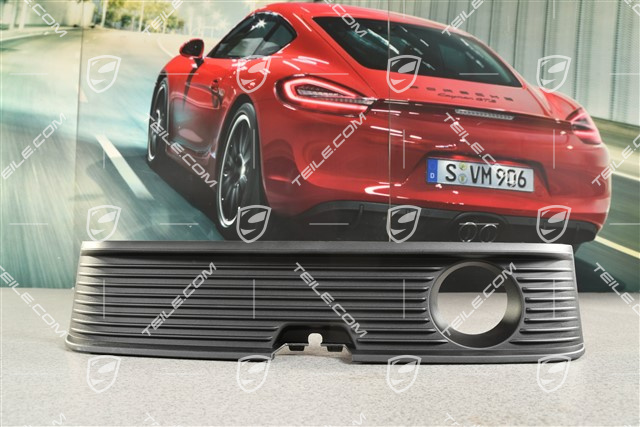 Cover trim, Front bumper center, Real Top View, Black matte