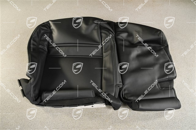 Rear seat upholstery / cover, Smooth Leather, lower part / cushion, Vented, Coupe, Black, L
