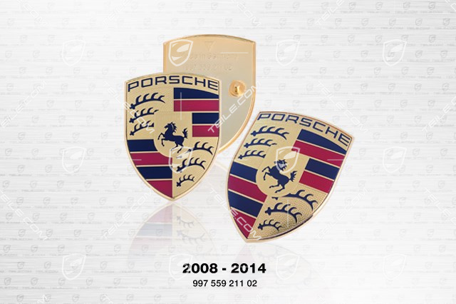 Lid emblem, front, crest Porsche