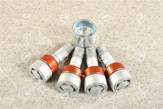 Diebstahlsicherung Satz, silber, Radschrauben + Adapter