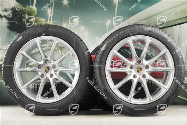 20-inch Cayenne COUPE Design winter wheel set, rims 9J x 20 ET50 + 10,5J x 20 ET55 + NEW Pirelli winter tyres 275/45 R20 + 305/40 R20, with TPMS, DOT/prod.year 2019+2020