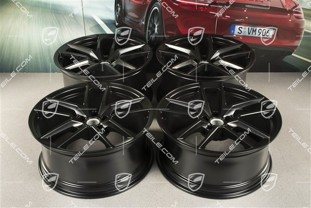 20-inch wheel rim set Macan S, 9J x 20 ET26 + 10J x 20 ET19, in black satin mat