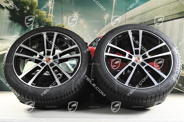 22-inch winter wheel set Sport Design, wheel rims 10J x 22 ET48 +11,5J x 22 ET52 + NEW Continental winter tyres 285/40 R22 + 315/35 R22, black high gloss