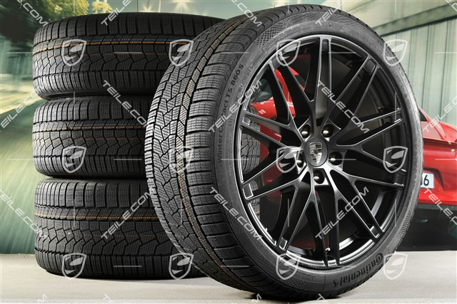 22-inch RS Spyder Design winter wheel set, rims 9J x 22 ET29 + 11J x 22 ET47 + Continental winter tyres 255/40 R22 + 295/35 R22, black satin matt