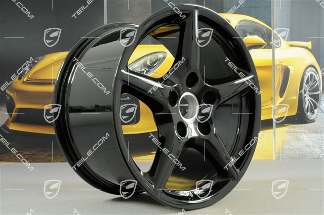 18" Komplet felg Carrera III, 8J x 18 ET57 + 10J x 18 ET58, C2 / C2S, czarny wysoki połysk