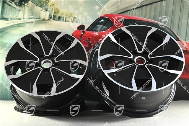 20" komplet felg Turbo Aero Design, 9J x 20 ET54 + 11J x 20 ET60, czarny wysoki połysk + frezowana powierzc