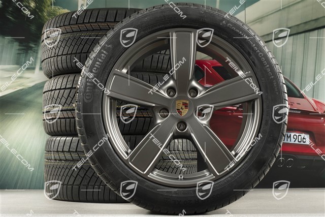 20-inch Cayenne COUPE Sport Classic winter wheel set, rims 9J x 20 ET50 + 10,5J x 20 ET55 + NEW Continental winter tyres 275/45 R20 + 305/40 R20, with TPMS, Platinum satin mat