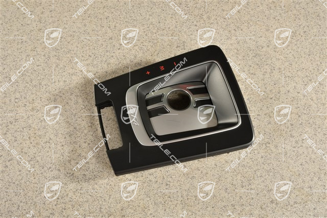 GT4, Abdeckung Schaltkulisse PDK-Getriebe, Schwarz / Galvanosilber