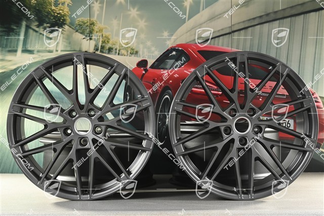 22-Zoll-Felgensatz Macan RS Spyder Design, 9J x 22 ET29 + 11J x 22 ET47, Vesuvgrau
