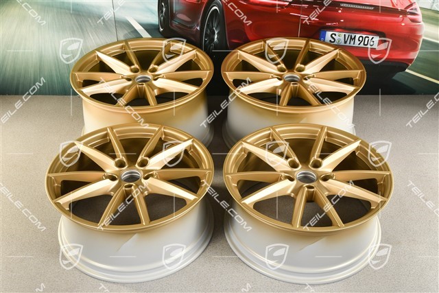 20"+21" wheel rim set Carrera S, 8,5J x 20 ET53 + 11J x 21 ET66, aurum satin matt