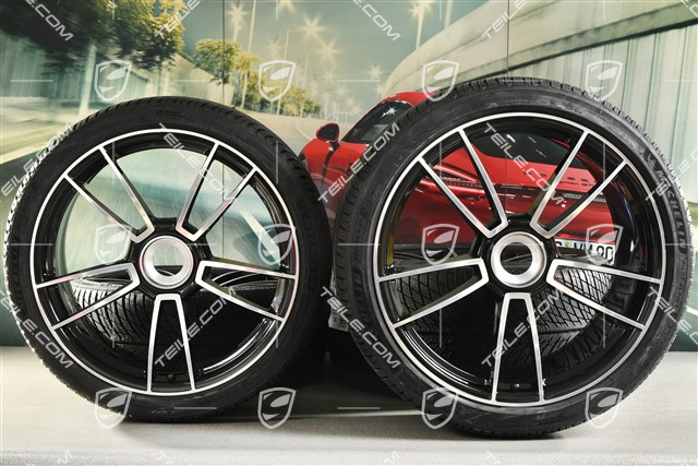 20"+21" Turbo S Winterräder Satz, Zentralverschluss Felgen 8,5J x 20 ET40 + 11J x 21 ET66 + NEUE Michelin Winterreifen 245/35 R20 + 305/30 R21