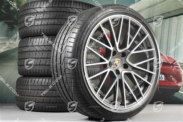 22-inch Cayenne Coupé RS Spyder summer wheel set, rims 10J x 22 ET48 + 11,5J x 22 ET52 + NEW Pirelli P Zero summer tyres 285/35 R22 + 315/30 R22, with TPMS