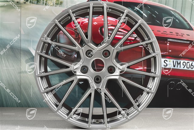 21" Felgensatz Cayenne RS Spyder, 11J x 21 ET58 + 9,5J x 21 ET46, Platinum Seidenmatt