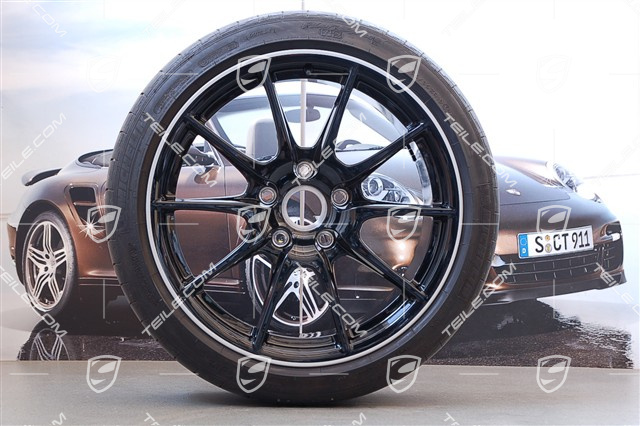 19-inch Boxster Spyder summer wheel set, special Black Edition model, 10Jx19 ET42+8,5Jx19 ET55 + Michelin tyres, app.1500 km