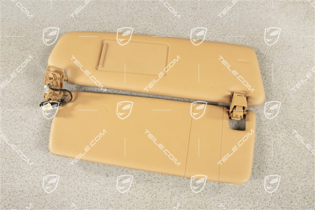 Sonnenblende, mit Spiegel, Sandbeige, Kunstleder, R